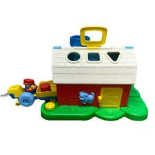 Vintage Weebles Playskool Barn and Tractor 1987, Old-school Toy Set, Low Tech