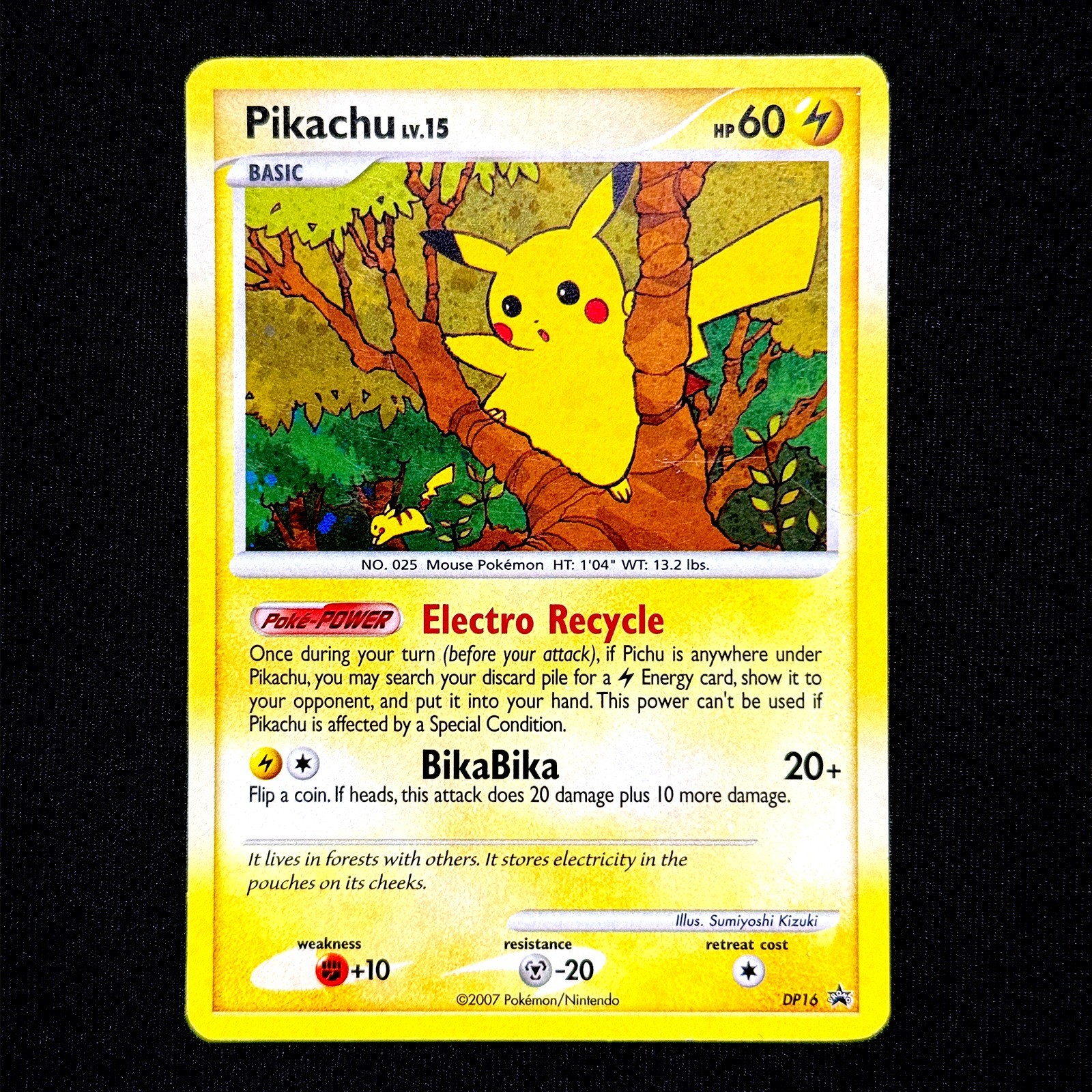 Pikachu DP16 Diamond & Pearl Black Star Promo Holo MP Vintage Treekachu Art