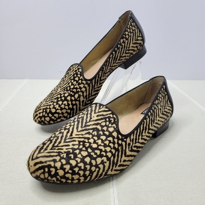 Adam Tucker  Me Too  Women s Loafers Size 6 Leather Fur Animal Print Flats