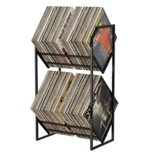 Vinyl Record Storage Rack, 2-Tier Vinyl Record Stand 200 Lps, Reinforced Desi...