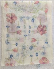Kathie Lee Collection Floral Scarf Italy Pastel Flowers 55"x11" Sheer...