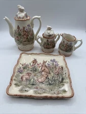 Cracker Barrel Easter Treasures Bunny Floral 6 Piece Tea Set Butterfly