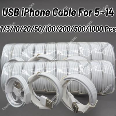 Bulk Lot USB Charger Cable For Apple iPhone 14 13 12 11 Pro Max XR XS 6 7 8 Cord