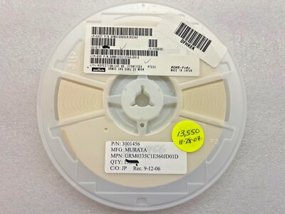 (13,550 PIECE REEL) GRM0335C1E560JD01D, CAP CER 56 PF 25V C0G/NP0 0201, ROHS