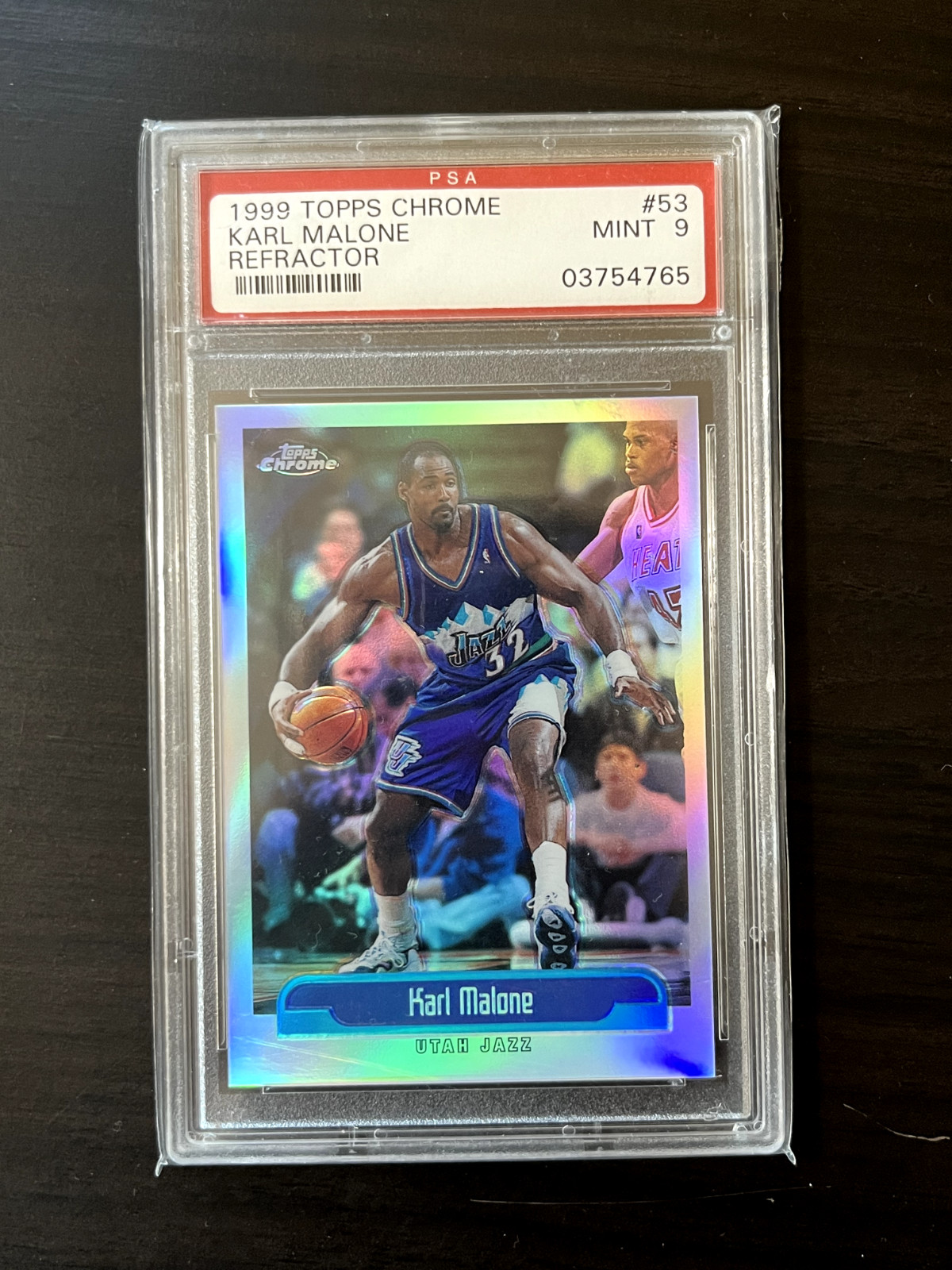 Karl Malone 1999-00 Topps Chrome Refractor PSA 9 POP 9 #53 Utah Jazz HOF Rare