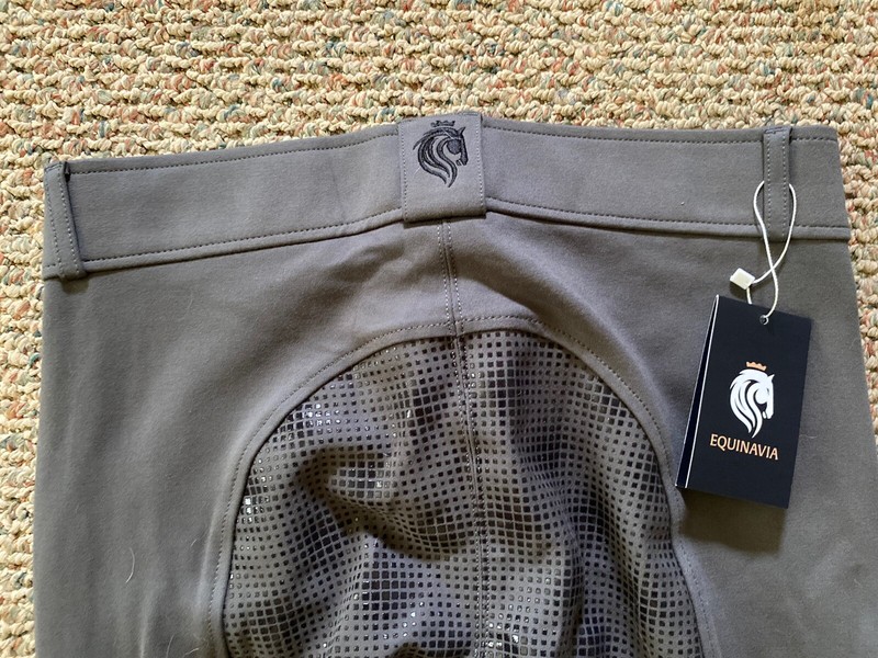 Equinavia Womens Astrid Riding Full Seat Breeches Charcoal Gray & Black Sz 28