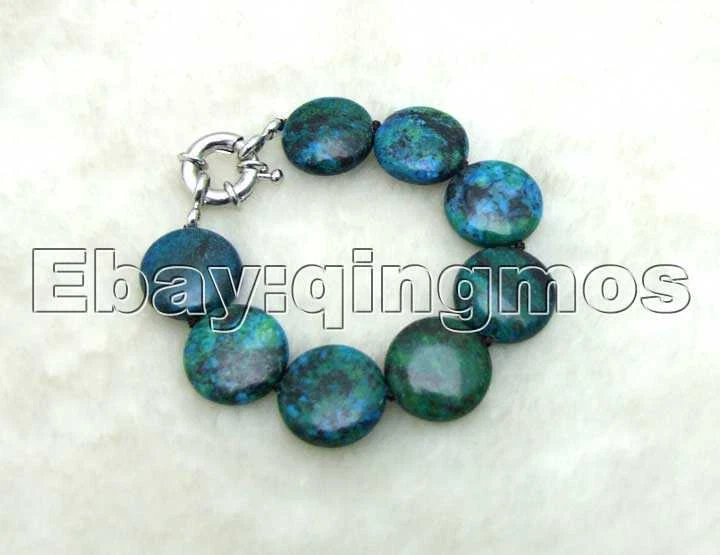 天然 20 毫米硬币圆形绿色菊花手链女式珠宝首饰 8 — 第 4/4 张图片