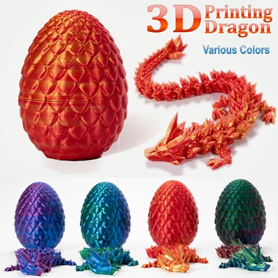 3D Printed Dragon in Egg Full Articulated Dragon Home Office Decor Fidget Toys