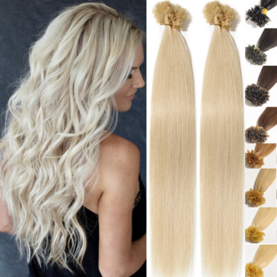 1G Pre Bonded Keratin Fusion Nail U Tip Glue Remy Human Hair Extensions Ombre US