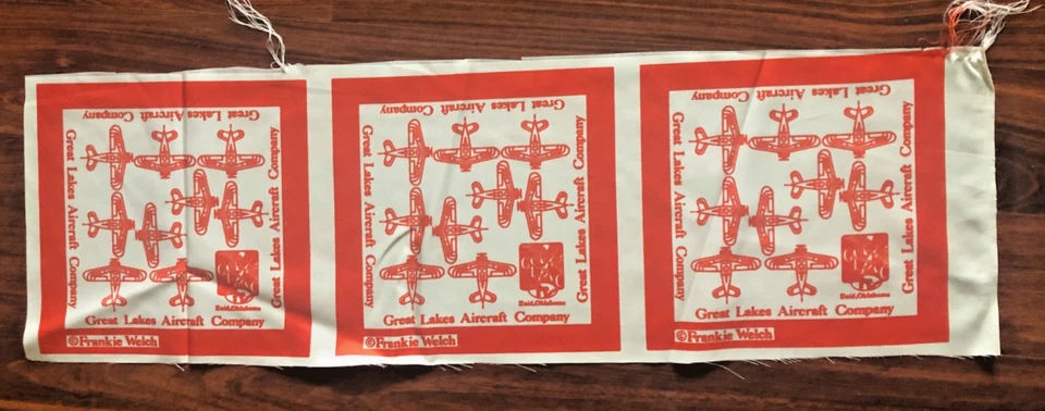 Vintage Great Lakes Aircraft Company Piece of silk fabric printed red 8" x 8" x3 - Image 2 of 2