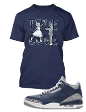 True Love Sneaker Tee Shirt To Match J3 Midnight Navy/Cement Pro Club Skaka Tee