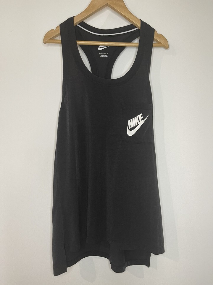 NIKE Tank Top Size XS ~ Racer Back Shimmer Black Pocket Gym