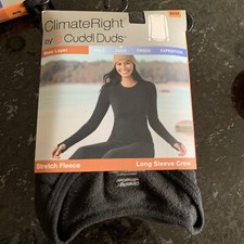 Cuddl Duds Women Stretch Fleece Long sleeve Crew Top Lot Sz M Black