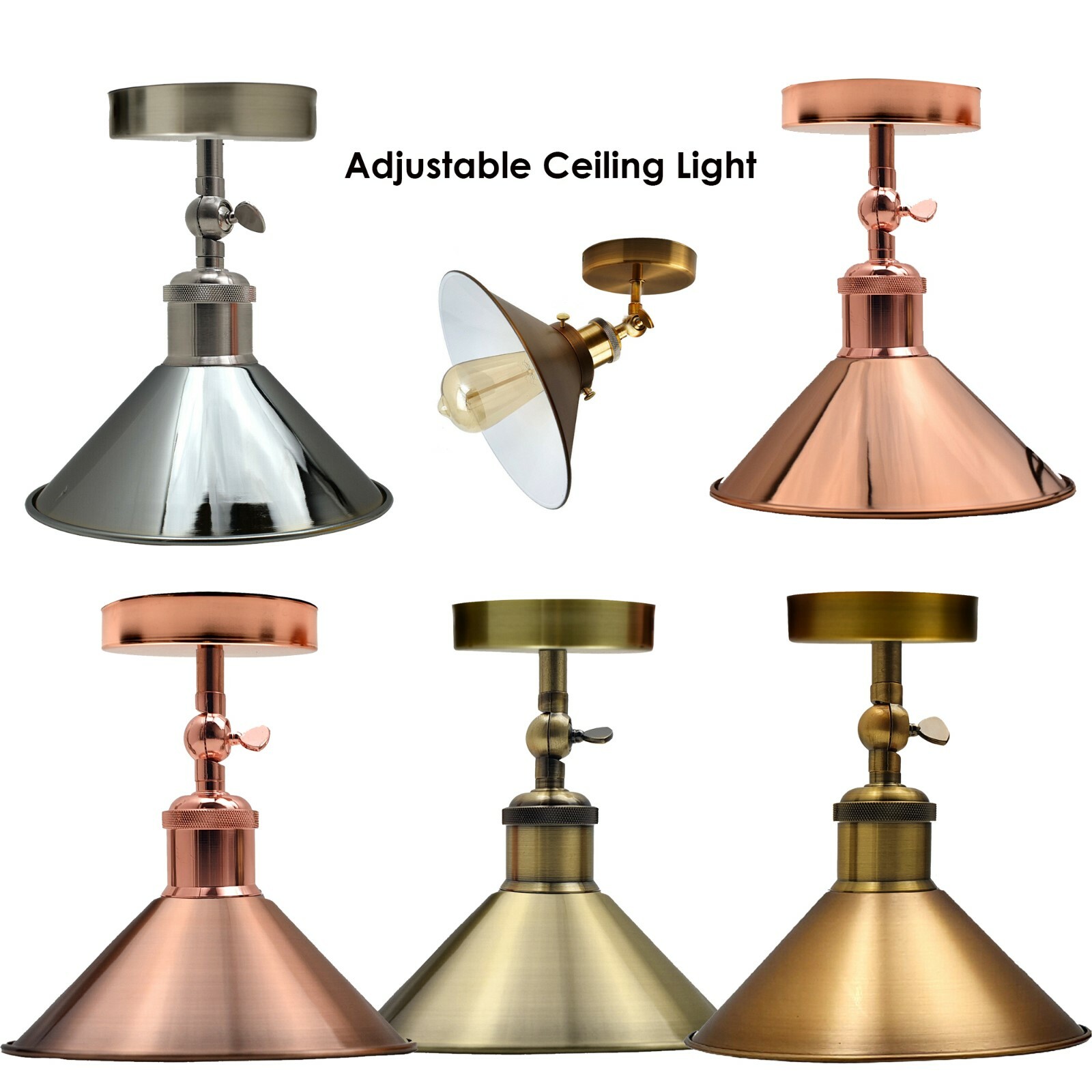 Deckenlampe schwarz Metall Einstellbar Vintage Industrielampe