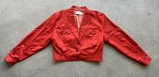 Vintage Liz Claiborne Red Cotton 2-Pocket Cropped Button Jacket / Blazer Size 12
