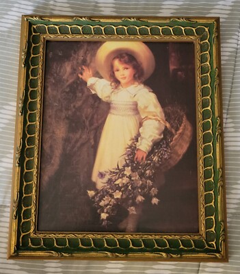 Framed Victorian Garden Print Harebells by Sigismund Christian Hubert Goetze B72