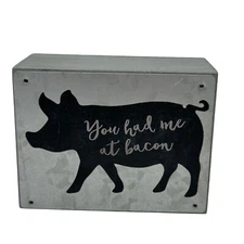 Pig Silhouette Funny Block Sign 4" Rustic Primitive Country Farmhouse Freestand