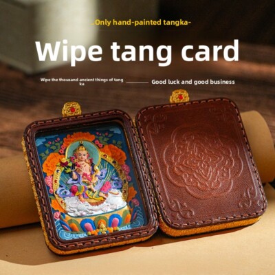 Hand-painted thangka pendant Tibetan Zakiram Huang Cai Wu Ye wipes thangka