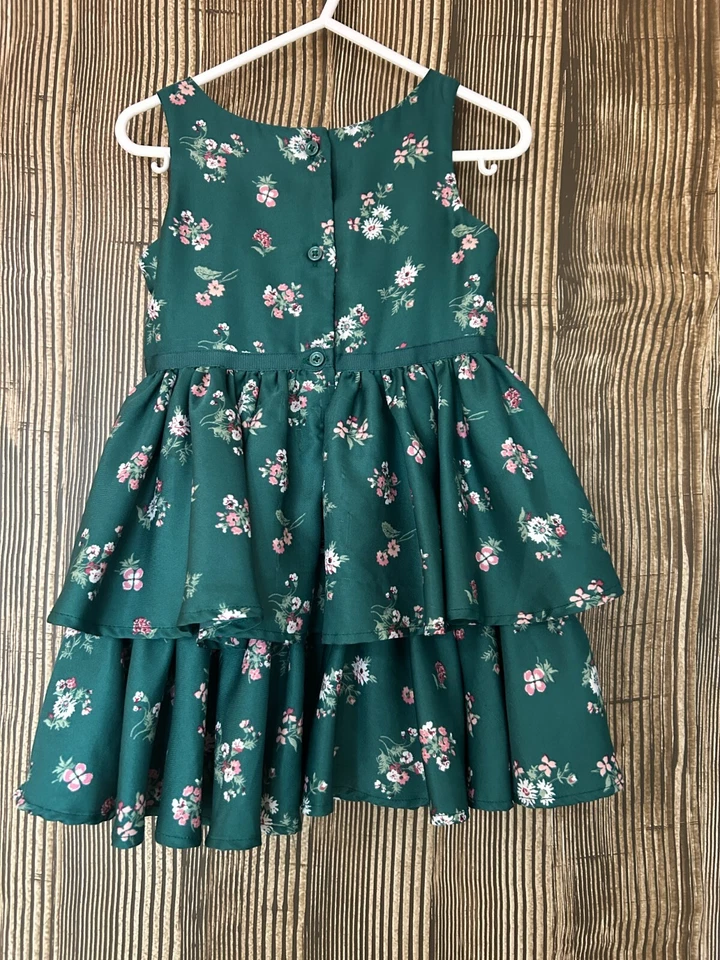 Vestido Janie + Jack Verde Rosa Floral Volantes Primavera Pascua St. Patty's Niñas 2T Foto 2 de 4