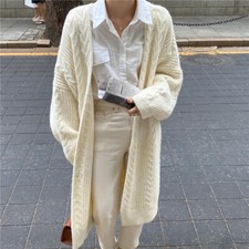 Lady Long Jackets Coats Sweater Knitted Cardigans Loose Oversized Outwear Casual