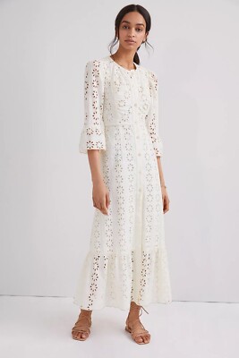 Anthropologie Anna Sui Embroidered Eyelet Maxi Dress Size 12 | eBay