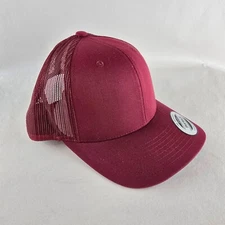 Yupoong Blank Six-Panel Classic Trucker Hat Snapback Structured Bill 6606 Maroon