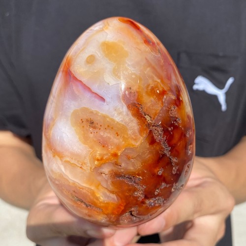 975g Raro Uovo di Agata Naturale Cristalli di Quarzo Esemplare Minerale Guarigione - Foto 9 di 13