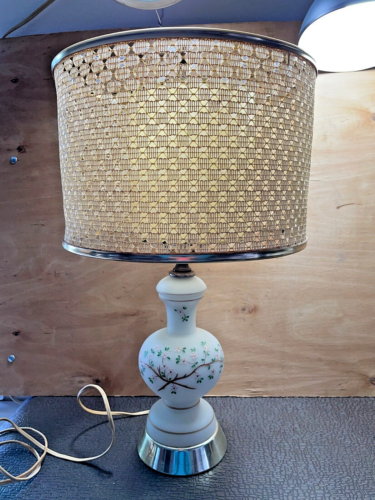 Vintage Perforated Plastic Material Shade Lamp with Inside Shade, Stunning! - Picture 1 of 11