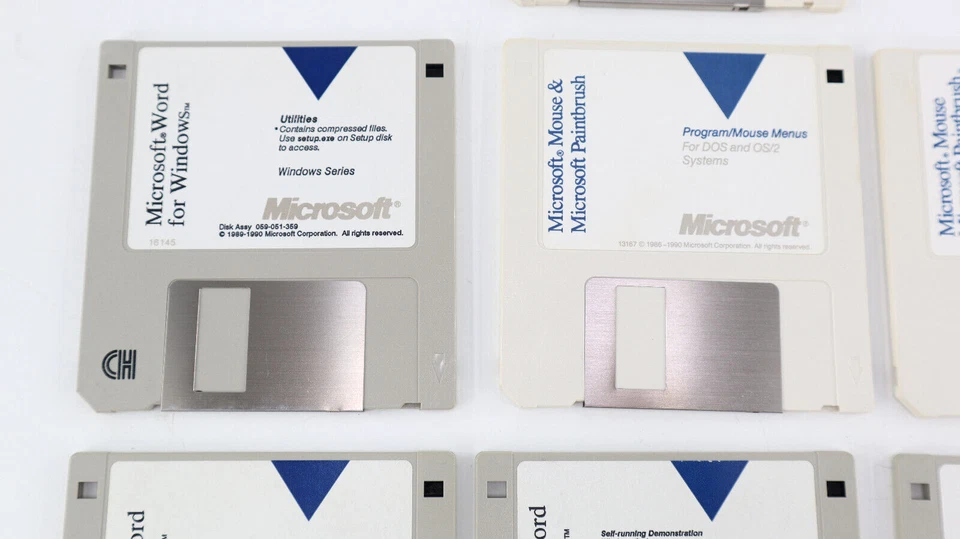Microsoft Word para Windows, Pincel, Mouse Configuración Disco Lote 3.5" Disquete 1990 Foto 3 de 4