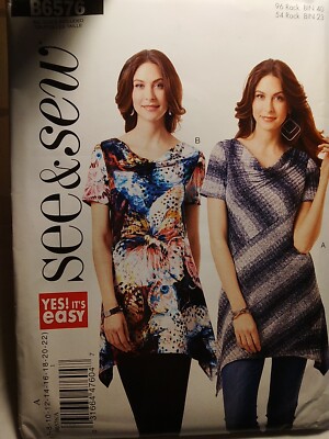 Tunic Top Draped Hi Low 6-22 Butterick B6576 See & Sew Sewing Pattern UC Shirt