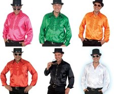 Rüschenhemd Schlagerhemd Discohemd bunt glänzend Party Feier DJ Shirt 70er 80er