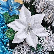 10  Christmas Tree Ornaments 5" Glitter Hanging Flowers Xmas Wreath DIY Decor US