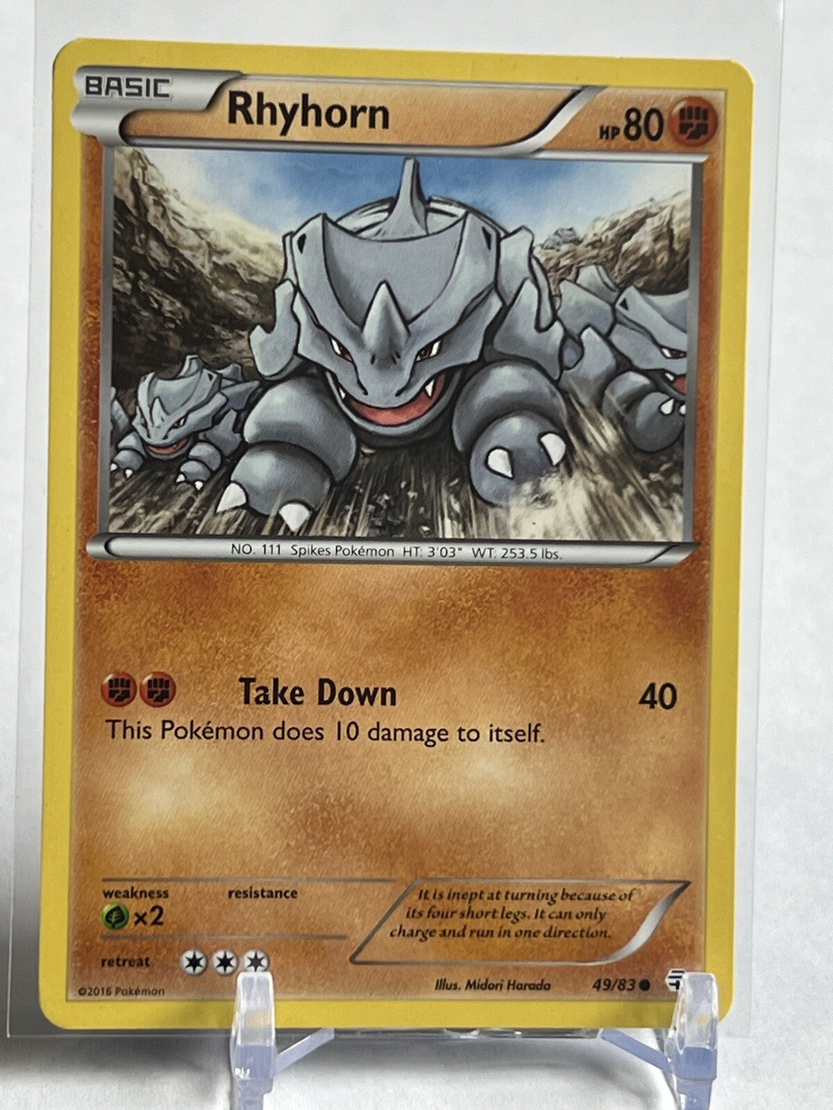Rhyhorn 49/83 (LP, Pokemon Card, Generations, 2016, Fighting, Common)