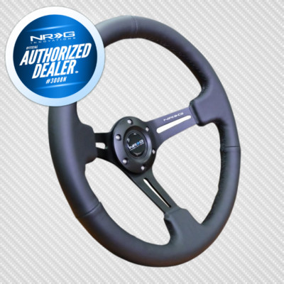 NRG 018 Deep Dish 350mm (13.8'') Steering Wheel Black Leather RST-018R