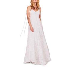 LoveShackFancy Women’s Shoshana Embroidered Gown Dress in White Sz 6