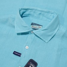 Johnnie-O NWT Felix Casual Button Down Shirt Size M in Barbados Blue 100 Linen