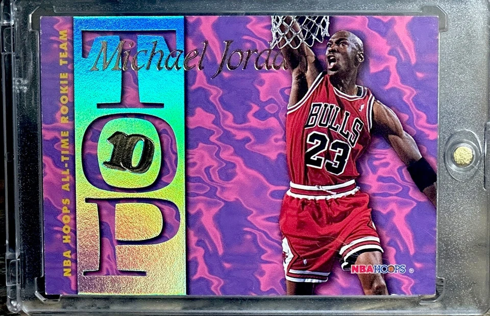 Tarjeta Michael Jordan años 90 INSERTAR ARCO IRIS HOLO FOIL RARA SSP 🔥 CAMISETA DE LOS BULLS #23 Foto 3 de 4