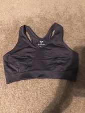 Women Pro- Fit Size Small Charcoal Gray Racerback Sports Bra Stretchy No Pads