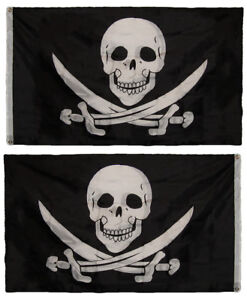 3x5 Jolly Roger Pirate Eye Patch 2 Faced 2-ply Wind Resistant Flag 3x5ft