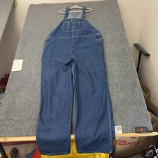 Dickies Overalls Mens 48x32 Blue Cotton Denim Carpenter Bib Workwear Streetwear