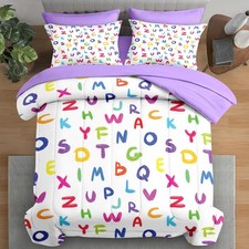 Pamnest Comforter Set Twin Size Kids Colorful Alphabet 5 Pcs Bedding For Kids