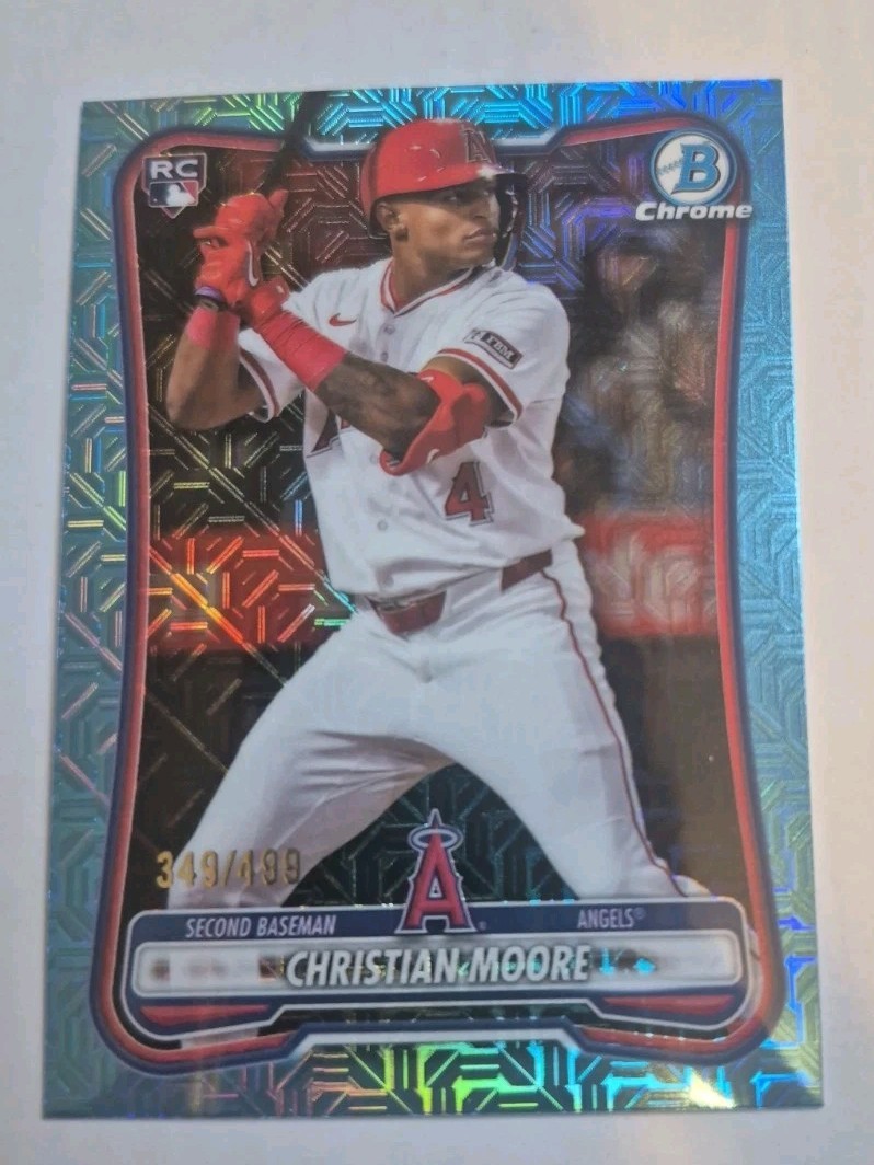 2026 Bowman Chrome Christian Moore Sky Blue Mojo Refractor /499 Rookie ⚾💙🔥