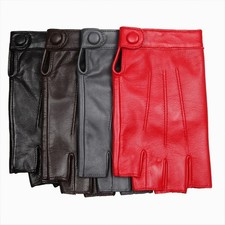 Womens Genuine Nappa Sheepskin Leather Half Finger Driving Gloves On Sale 135