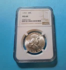 1955 Franklin One Half Dollar NGC grade MS64 90% Silver.
