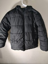 Swiss Tech Kid's Puffy Black Jacket Size 8 Medium Fleece Lined Coat with Hood