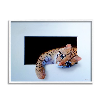 Baby Ocelot Cat Relaxing Paw Dark Mysterious Space, Design by Alan Weston