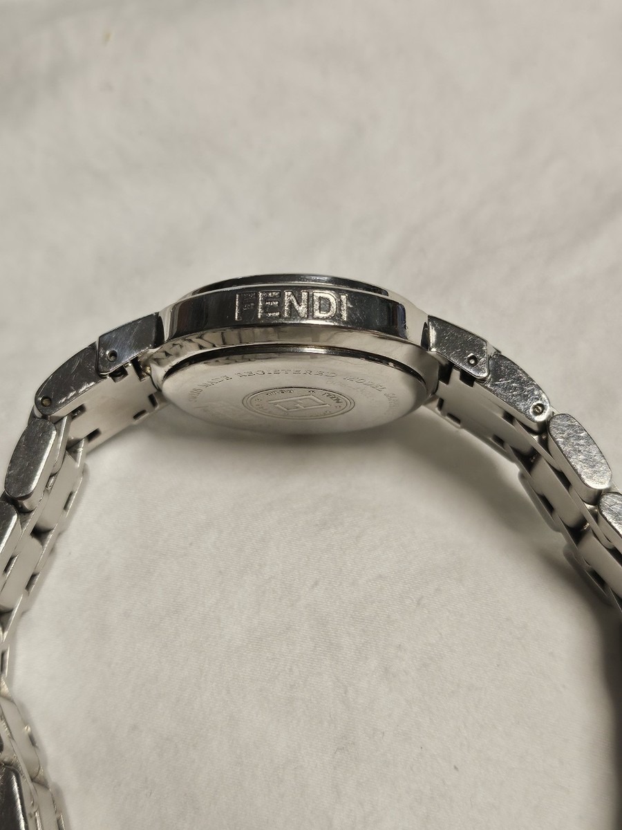 FENDI 4500L Quartz Watch Wristwatch Logo Blue Silver Women display picture 2