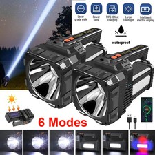 10000000LM Spotlight Rechargeable Flashlight Super Bright Handheld Torch Outdoor