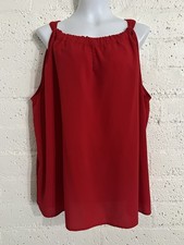 Top Avenue Studio para mujer Plus 26/28 rojo sin mangas escote ojo de cerradura V13