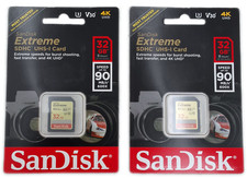 Sandisk 2 Pack Extreme 32GB SDHC UHS-I Memory Cards High Speed Universal